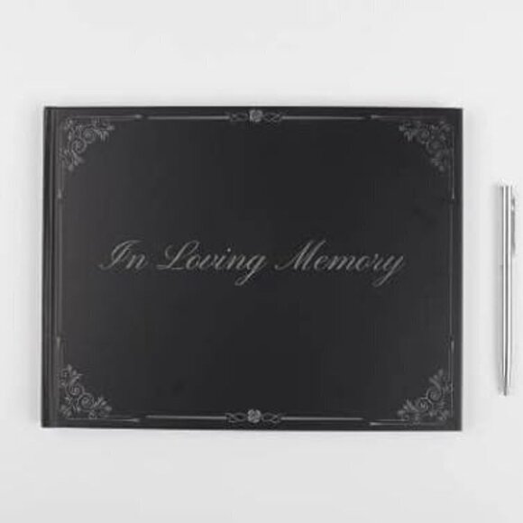 Funeral Guest Book & Pen, Celebration of Life Guest Book, In Loving Memory Black - Picture 1 of 8